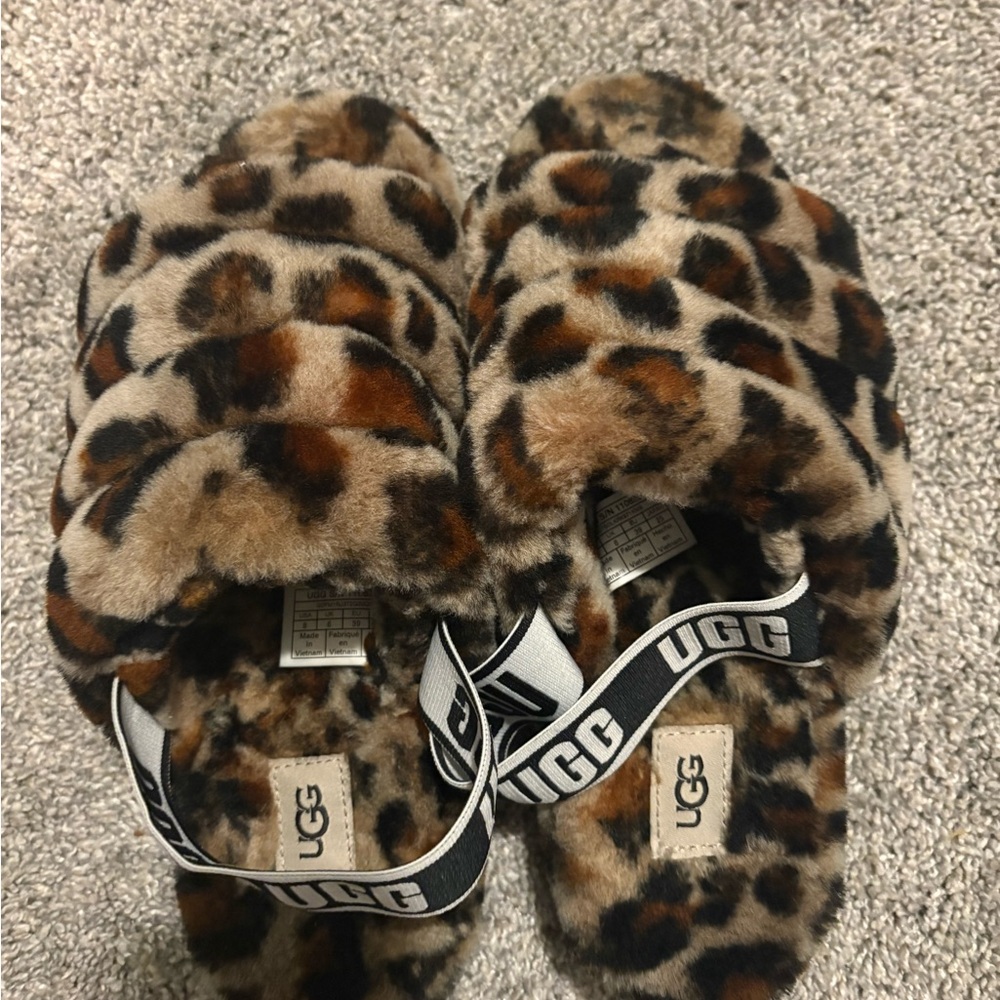 UGG Animal Print Fluffy Slippers - Picture 2 of 3